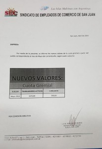 cuota sindical 2016